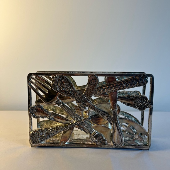 Silver Utensil Design Decorative napkin holder - Picture 1 of 8